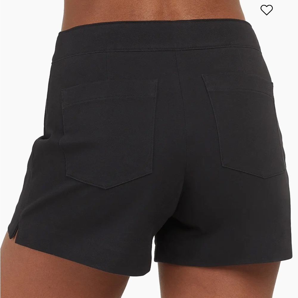 SPANX Polished Stretch Cotton Pull on High Waist Black Women's Shorts Classic - Picture 2 of 6